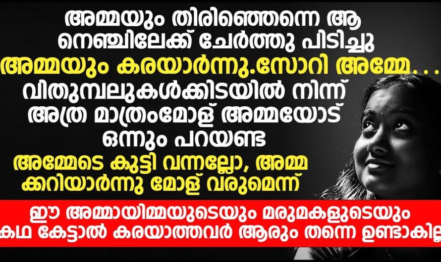 ആ നെഞ്ചിലേക്ക് ചേർത്തു പിടിച്ചു അമ്മയും,ഞാനും അമ്മയും കരയാർന്നു.സോറി അമ്മേ. . .