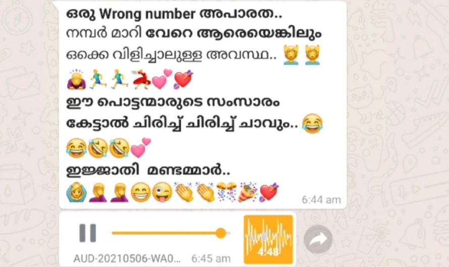 വല്ലാത്ത കോമഡി ആയിപ്പോയി നമ്പർ മാറി വിളിച്ചതാ ഇജ്ജാതി മണ്ടമ്മാർ