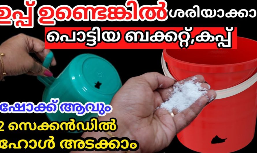 പൊട്ടിയ കപ്പ്‌, ബക്കറ്റ് പുതിയത് പോലെ ഉപയോഗിക്കാം ഉപ്പ് വച്ച് ഒട്ടിക്കാം