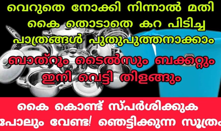 പുത്തനാക്കാം കൈ തൊടാതെ ഇനി കറപിടിച്ച പാത്രങ്ങൾ