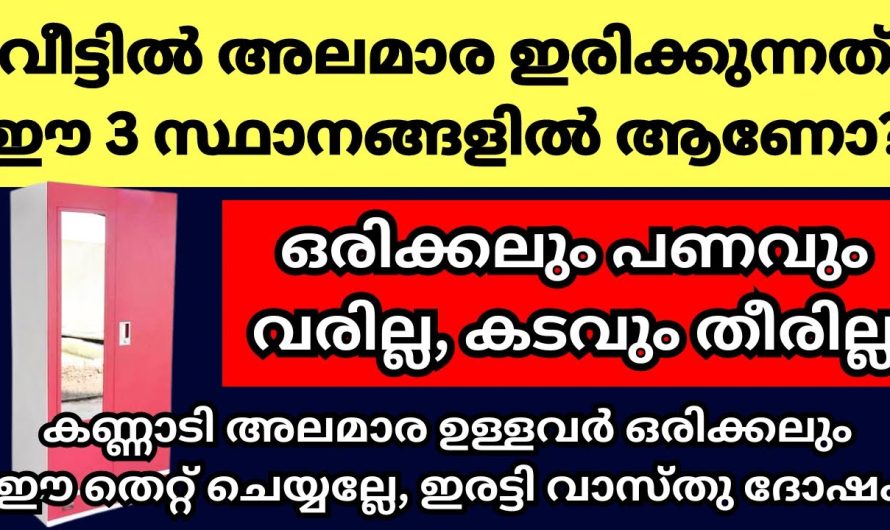 അലമാരയുടെ സ്ഥാനത്തെ കുറിച്ച് പറയുന്നത് കേട്ടോ വാസ്തു ശാസ്ത്രത്തിൽ , ഇവിടെ വെച്ചാൽ ധന വളർച്ചയുണ്ടാകും